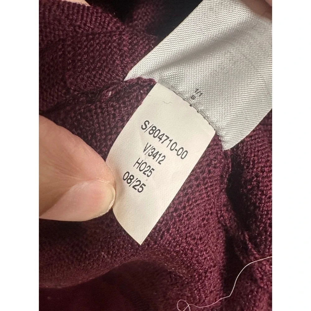Banana Republic Mens Merino Wool Textured Crewneck Sweater Burgundy S New‎